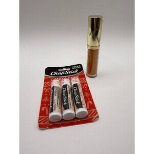 ChapStick Candy Cane 3 Pack + Milani Lip Gloss Keep It Full Plumper Makeup